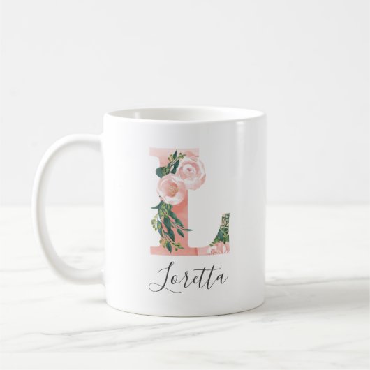 Tasse initiale aquarelle florale - L (Gauche)