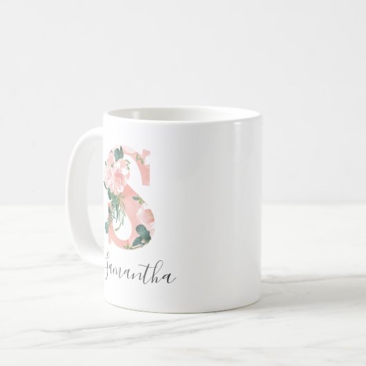 Tasse initiale aquarelle florale - S (Devant gauche)