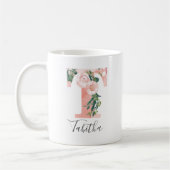 Tasse initiale aquarelle florale - T (Gauche)