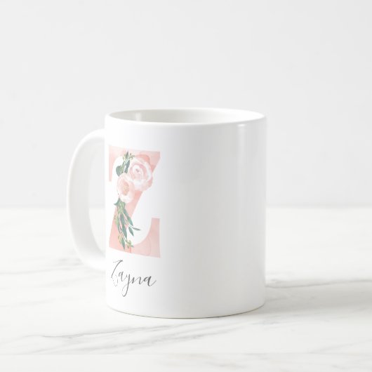 Tasse initiale aquarelle florale - Z (Devant gauche)