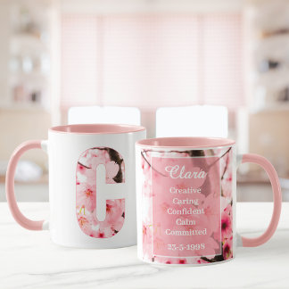 Tasse initiale C florale | Nom et traits personnal
