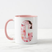 Tasse initiale C florale | Nom et traits personnal (Gauche)