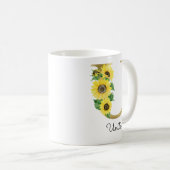 Tasse initiale de tournesol floral or monogrammé U (Devant droit)