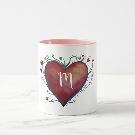 Tasse initiale faite sur commande de coeur rouge (Centre)