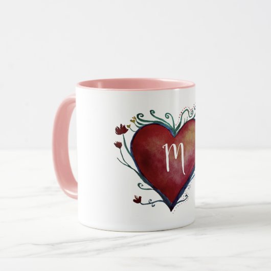 Tasse initiale faite sur commande de coeur rouge (Devant gauche)