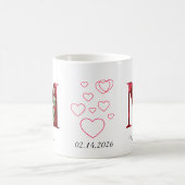 Tasse initiale florale à cœur rouge élégant M (Centre)