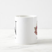Tasse initiale florale boho rose personnalisée N (Centre)