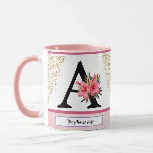 Tasse initiale florale – Lettre A Monogramme | Per (Gauche)