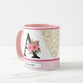 Tasse initiale florale – Lettre A Monogramme | Per (Devant gauche)