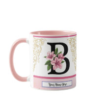 Tasse initiale florale – Monogramme lettre B | Per