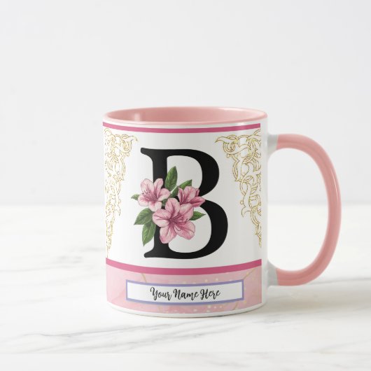 Tasse initiale florale – Monogramme lettre B | Per (Droite)