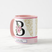 Tasse initiale florale – Monogramme lettre B | Per (Devant gauche)