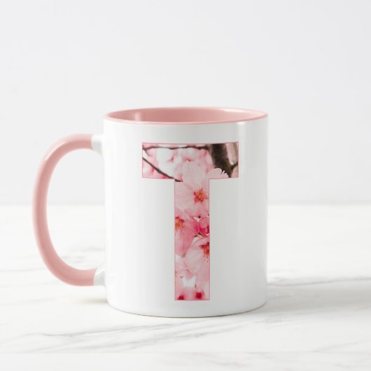 Tasse initiale florale T | Nom et traits personnal (Gauche)