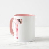 Tasse initiale florale T | Nom et traits personnal (Devant gauche)