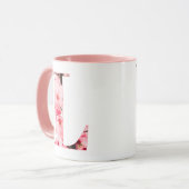 Tasse initiale L florale | Nom et traits personnal (Devant gauche)