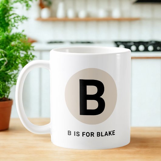 Tasse Initiale Moderne – Design “B est pour [Nom]”
