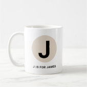 Tasse initiale moderne – Design “J est pour [Nom]” (Gauche)