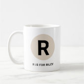 Tasse initiale moderne – Design « R est pour [Nom] (Gauche)
