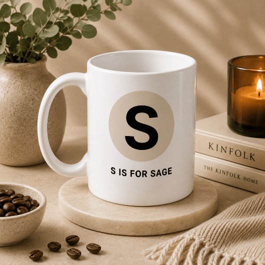 Tasse initiale moderne – Design “S c'est pour [Nom