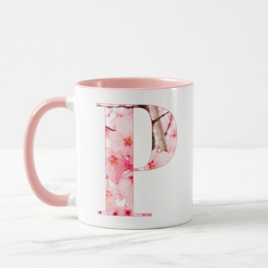 Tasse initiale P florale | Nom et traits personnal (Gauche)