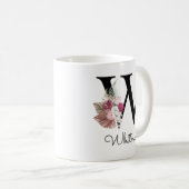 Tasse initiale rose Boho fleuri girly Monogramme i (Devant droit)