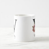 Tasse initiale rose Boho girly florale Monogram W  (Centre)