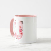Tasse initiale U florale | Nom et traits personnal (Devant gauche)
