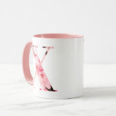 Tasse initiale X florale | Nom et traits personnal (Devant gauche)