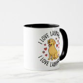 Tasse J'adore les Labradors – Avec des cœurs et de (Devant droit)