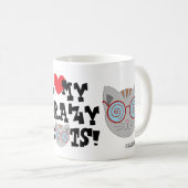 Tasse J'adore Mes Chats Fous ! (Devant droit)