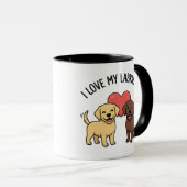 Tasse J'adore Mes Labradors – Mignons Jaune & Choc (Devant droit)