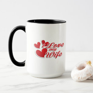 Tasse "J'aime ma femme", motif cœurs