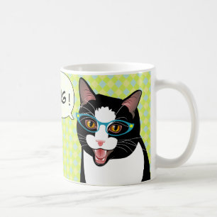 Tasse japonaise bonjour de petit déjeuner de chat