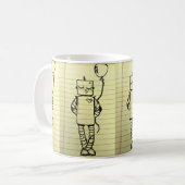 Tasse jaune de croquis de robot de bloc - notes (Devant gauche)