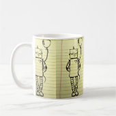 Tasse jaune de croquis de robot de bloc - notes (Gauche)
