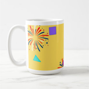 Tasse jaune de feux d'artifice colorés – Lumineuse