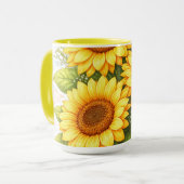 Tasse jaune tournesol – Cadeau floral pour elle (Devant gauche)