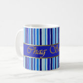 Tasse juive de rayures bleues de vacances (Devant gauche)
