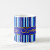 Tasse juive de rayures bleues de vacances (Centre)