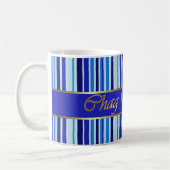 Tasse juive de rayures bleues de vacances (Gauche)