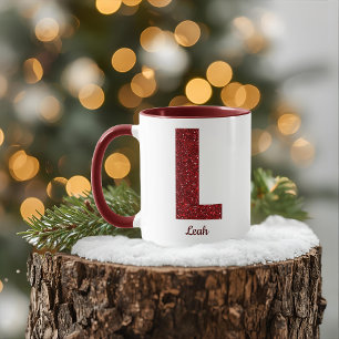 Tasse L Monogramme Pailleté Moderne avec Nom