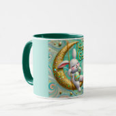 Tasse LAPIN de la LUNE ~ JOYEUSES PÂQUES ~ (Devant gauche)