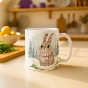 Tasse Lapin Mignon Aquarelle Hiver Noël Lapin
