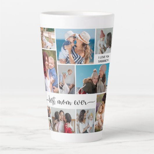 Tasse Latte 11 Photo Collage Meilleure Maman Jamais (Devant)