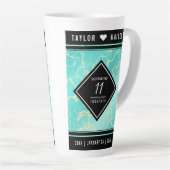 Tasse Latte 11ème anniversaire de Mariage turquoise (Angle droit)
