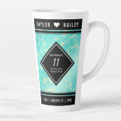 Tasse Latte 11ème anniversaire de Mariage turquoise (Droite)