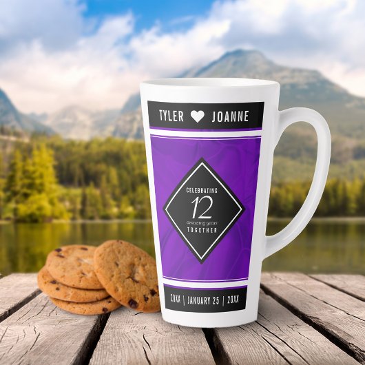 Tasse Latte 12ème anniversaire de la Mariage de soie