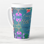 Tasse Latte 16e anniversaire Mariage Cire, Statice & Peridot (Angle gauche)