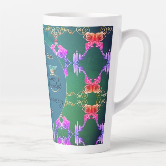 Tasse Latte 16e anniversaire Mariage Cire, Statice & Peridot (Droite)