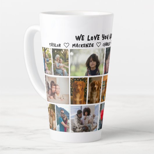 Tasse Latte  18 photo collage and personalized text photo gift (Angle gauche)